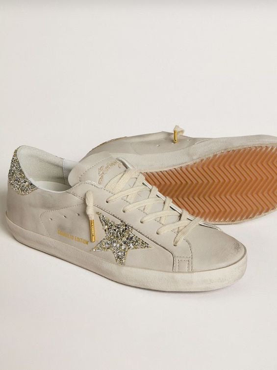 Superstar con stella glitter argento e tallone glitter