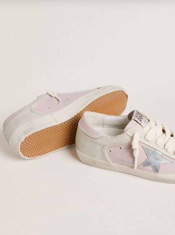 Superstar “Private Edition” – Pelle Bianco Panna con Stella Argento e Dettagli Rosa