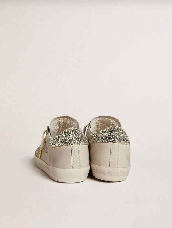 Superstar con stella glitter argento e tallone glitter