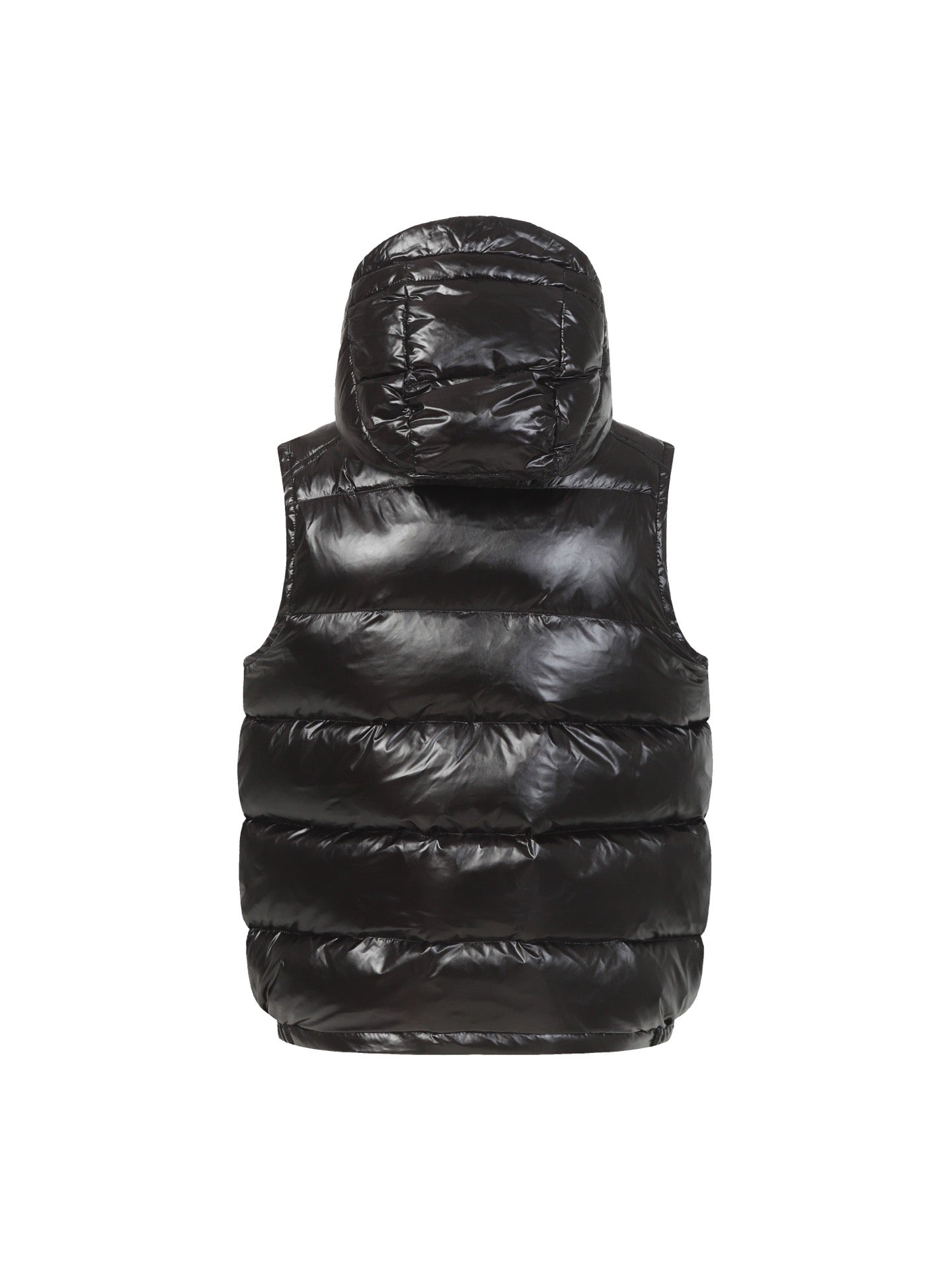 Moncler Smanicato Uomo Nero Lucido con Cappuccio Removibile