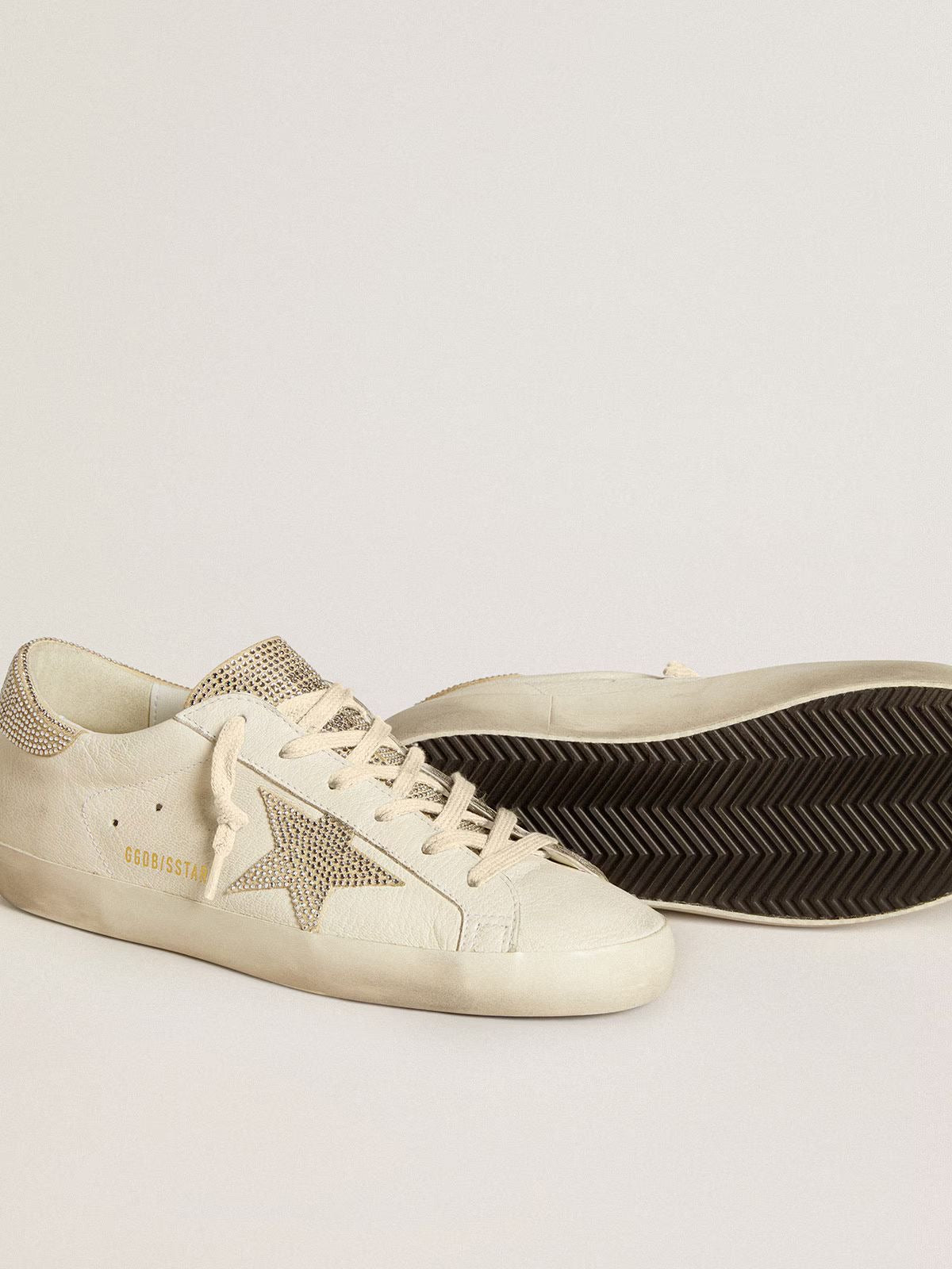 Superstar – Pelle Avorio con Stella Swarovski e Dettagli Cristallo