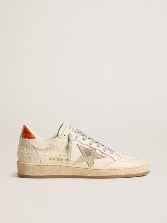 Ball Star “LTD Edition” – Pelle Avorio con Stella Suede Beige e Tallone Arancione