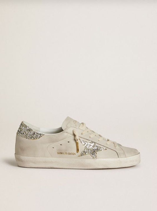 Superstar con stella glitter argento e tallone glitter