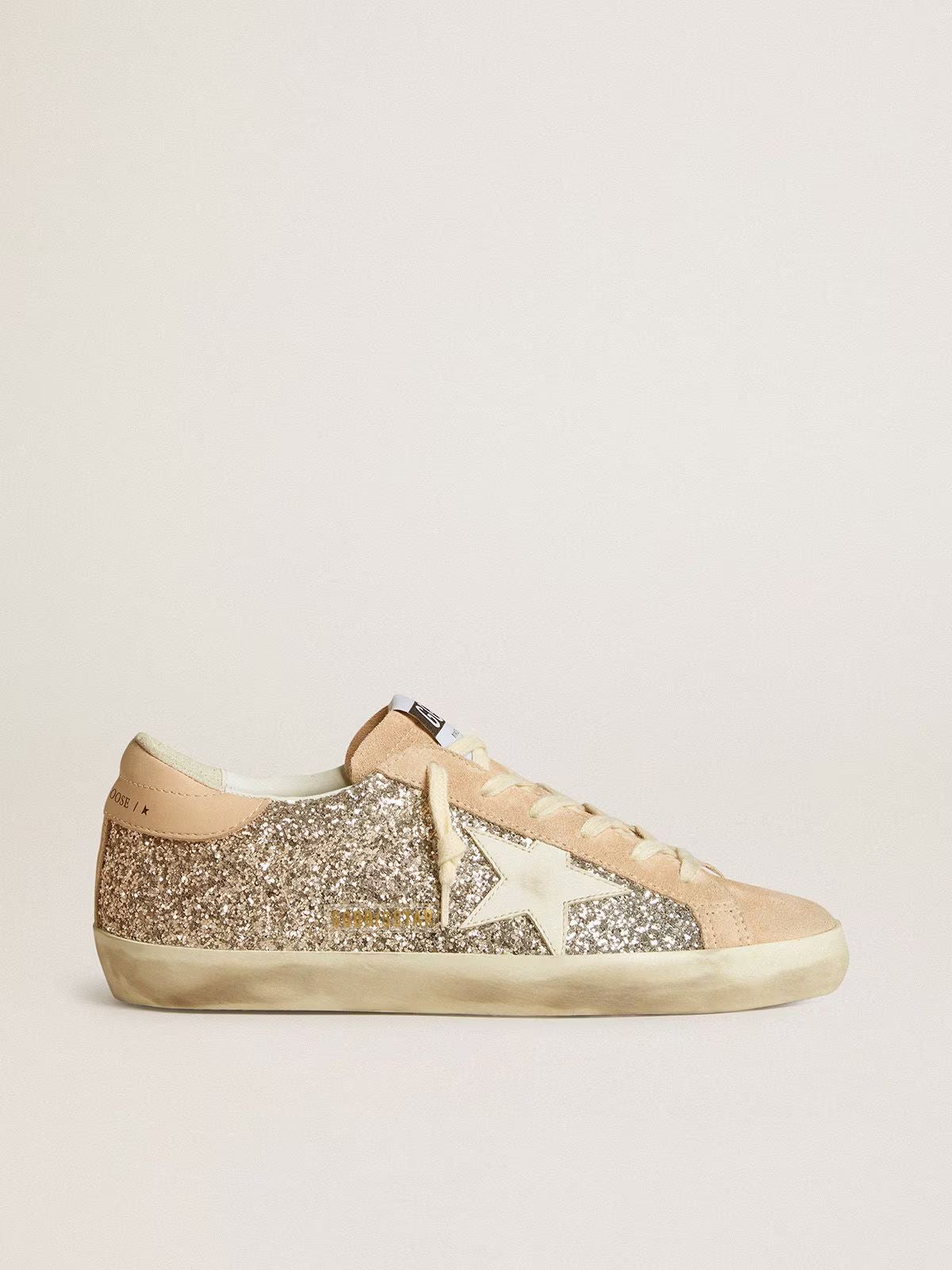 Superstar – Glitter Oro con Stella Bianca e Suede Nude