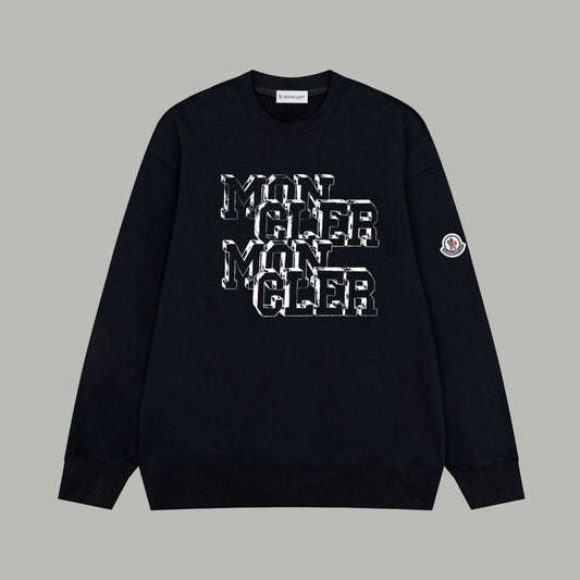 moncler felpa nera logo grafico stampato